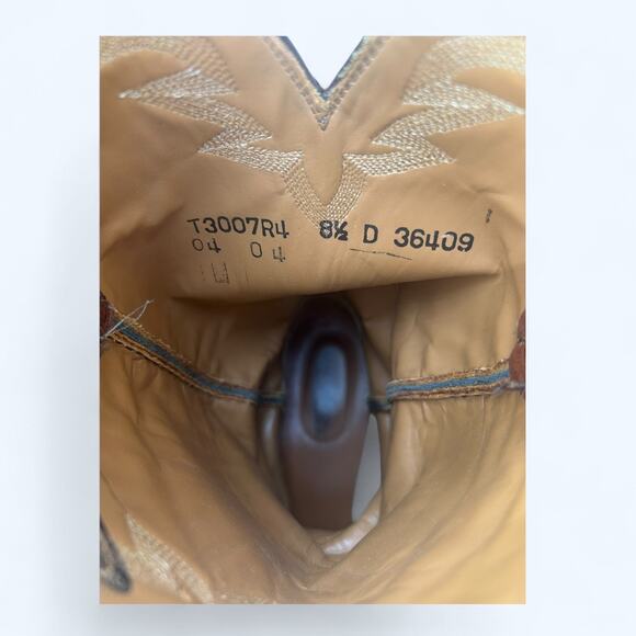 VTG Lucchese T3007 Rio Bravo Collar Stitch Leather Western Boots Brown Mens 8.5 - Picture 12 of 12